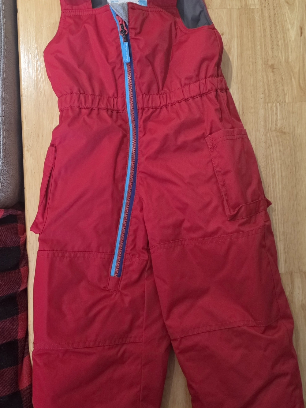 deux par deux Red Toddlers' Waterproof Snow Bib with Blue Zipper